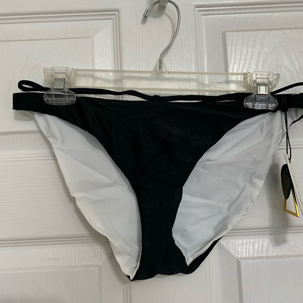 Swiminista black strappy ruched bikini bottom NWT Medium